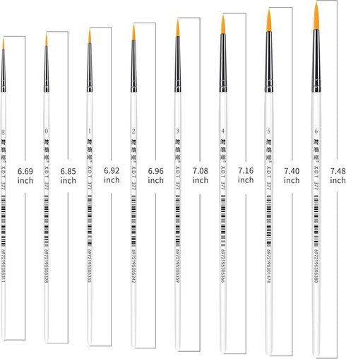 XDT#377 Fine Paint Brushes for Acrylic Painting, Detailing Brush 8 Piece Set for Artists, Small Paint Brushes for Canvas, Watercolor, Oil and Body...