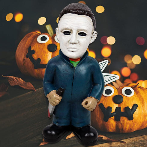 Horror Movie Garden Gnomes Statue Michael Myers Action Figure Collectibles Jason Freddy Nightmare Figurines Halloween Lawn Outdoor Decor (A.Michae...