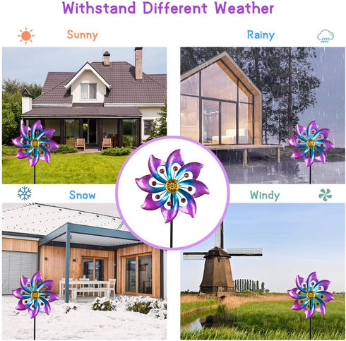VEWOGARDEN Small Wind Spinners for Yard and Garden, Waterproof Metal Pinwheels Wind Spinners Outdoor Decor (Blue and Pink)...