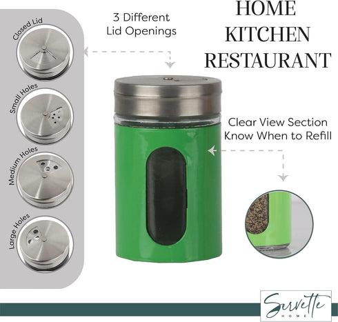 Salt Pepper Shaker Retro Single Spice Jar Glass - Green...