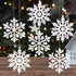 White Snowflake Ornaments, 6 Pack Large Plastic Snowflake Decorations for Christmas Tree, Winter Wonderland...