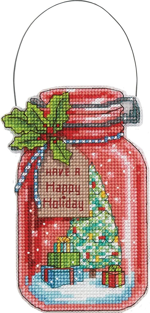 Dimensions 70-08964 Counted Cross Stitch Holiday Mason Jar Ornament Kit, 4pc...