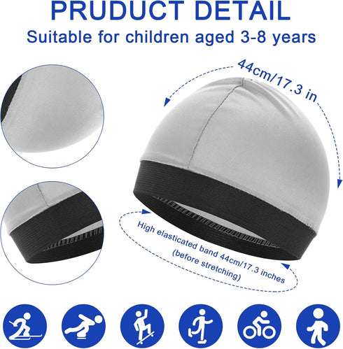 4 Pieces Wave Cap Kid, Children's Satin Wave Cap for Boys and Girls Boo Boo Cap for Men Football Cap Sports Wicking Cap Running Hat Elastic Caps M...