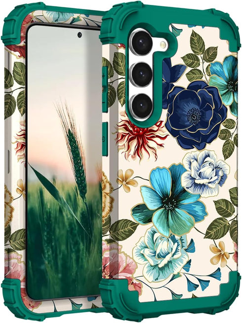 Hocase for Galaxy S24 Case, Shockproof Heavy Duty Protection Soft Silicone Rubber Bumper+Hard Plastic Hybrid Protective Case for Samsung Galaxy S2...