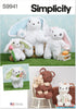 Simplicity Bears and Bunnies Plush Animals Sewing Pattern Packet, Design Code S9941, Sizes Vary, Multicolor...