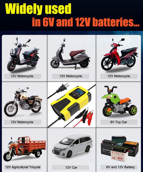 6V 12V Battery Charger Maintainer, 2-Amp Fully Automatic Smart Charger, Portable Trickle Charger,Car Battery Repair and Desulfator for Automotive,...