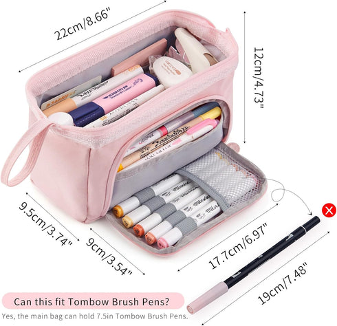 HVOMO Pencil Case Large Capacity Pencil Pouch Handheld Pen Bag Cosmetic Gift for Office School Teen Girl Boy Men Women Adult (Pink)...