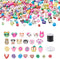 Pandahall 300pcs Fruit Animal Flower Theme Handmade Polymer Clay Beads Set with Bracelet Making Cords & Elastic Beading Wire for Jewelry Necklace ...