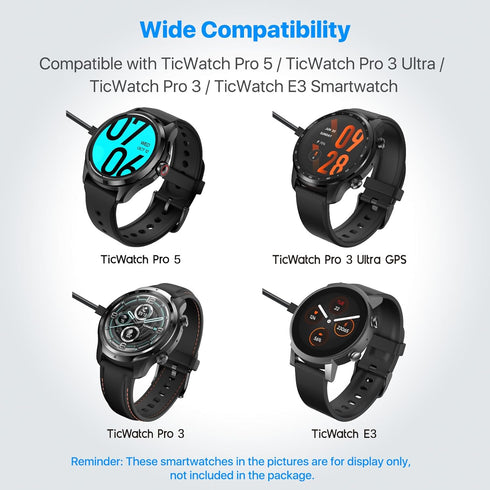 Ticwatch Pro 5 / Pro 3 Ultra GPS/Pro 3 GPS / E3 Charging Cable Replacement Charging Cable Magnetic Charger Pro 3 GPS/Pro 3 Ultra GPS / E3 Smartwat...