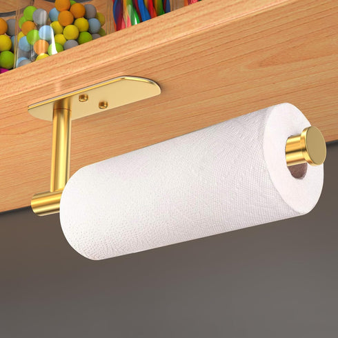 VAEHOLD Self Adhesive Paper Towel Holder Under Cabinet Mount, Wall Mounted Paper Towel Roll Holder for Kitchen, Bathroom, Wall - SUS304 Stainless ...