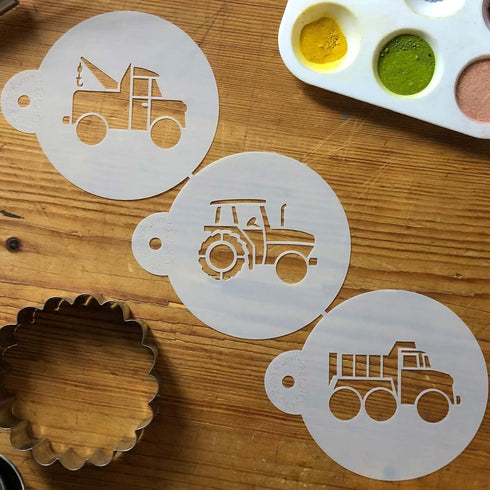 Designer Stencils Trucks Cookie Set, Beige/Semi-Transparent...