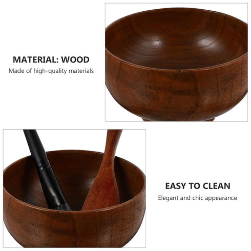 Wood Face Mask Mixing Bowl Set For Ladies Facial Skincare Clay Mixing DIY Vintage Facemask Bowl Kit with Mask Spoon Spatula Brush...