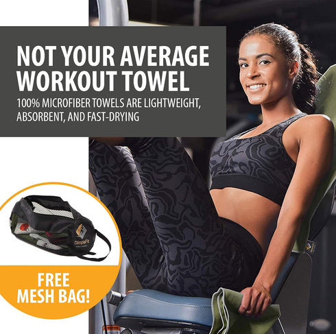 OlimpiaFit Quick Dry Towel - 3 Size Pack of Lightweight Microfiber Travel Towels w/Bag - Fast Drying Towel Set for Camping, Beach, Gym, Backpackin...