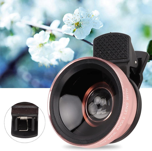 2 in 1 Cell Phone Lens Kit, 0.45X Wide Angle 12.5X Macro Phone Camera Lens, Professional Cell Phone Lens with Clip, Detachable HD Lens with Storag...