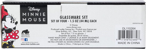 Silver Buffalo Disney Vintage Minnie Mouse 4 Pack Mini Glasses Set, 1.5 Ounce...