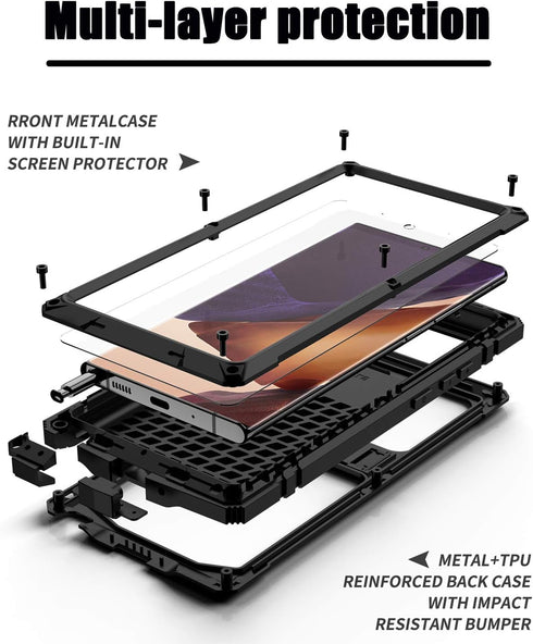 Case Compatible with Samsung Note 20(2020),(Military Grade Drop) (Waterproof) (Dustproof) Built-in Screen Protector Case with Stand Compatible wit...