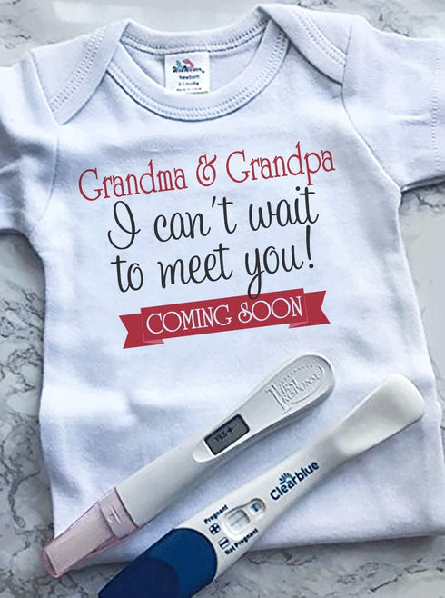 7 ate 9 Apparel Can't Wait to Meet Grandparents Pregnancy Announcement Onepiece...