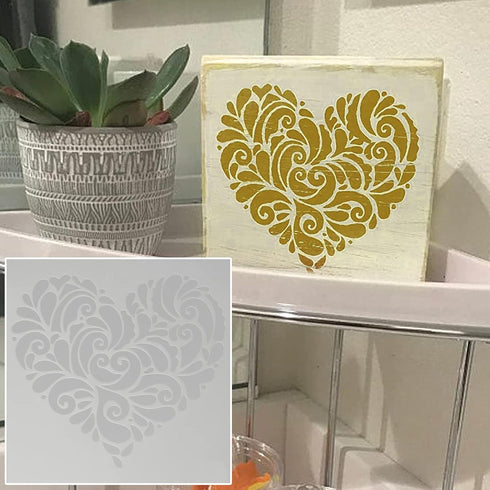 Heart Stencil for Painting DIY Decorative Stencil Paint Stencil Reusable Paint Stencil for Painting on Walls Furniture Crafts Wood Wall Home Decor...