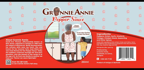 Grannie Annie Pepper Sauce | Handcrafted Antigua & Barbuda Hot Sauce 250ml / 8.4oz bottle...