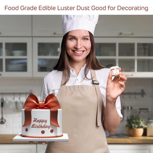 Rose Gold Edible Luster Dust 10 Grams, Food Grade Cake Luster Dust Tasteless Dessert Dusting Powders for Baking Cherrysea Food Coloring Powder for...