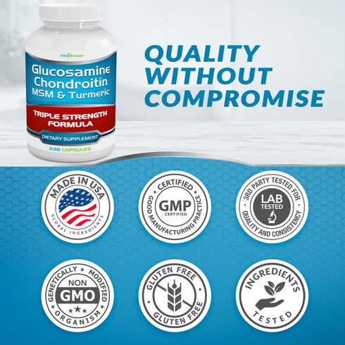 Glucosamine Chondroitin, MSM & Turmeric Dietary Supplement - 248 Capsules...