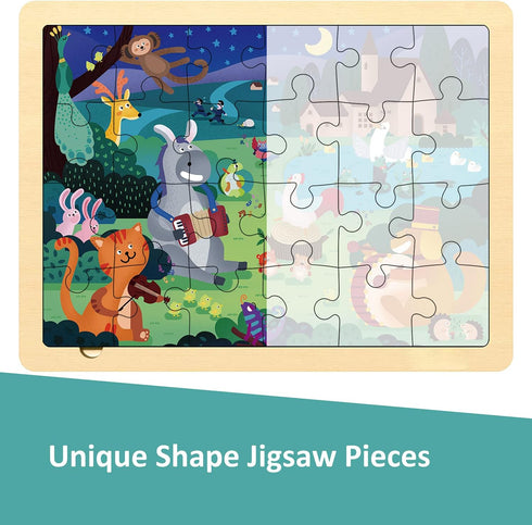 24 Piece Puzzles for Kids Ages 3-5, Forest Musicians Wooden Jigsaw Puzzles for Toddlers 2 3 4 5 Year Old, Preschool Toddler Puzzles Ages 2-4 with ...