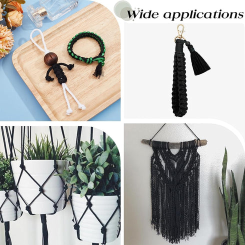 SUNNYCLUE 109 Yards/100m 3mm Black Cotton Strings Beading Cotton Cord Twisted Twine String Thread Findings for Jewelry Making Supplies DIY Bracele...