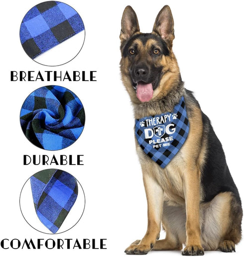 Dog Bandana, Therapy Dog Please Pet Me with Hearts Dog Bandana, Dog Scarf Classical Plaid Printing, Dog Scarf Accessories, Dog Bandana Pet Scarf, ...