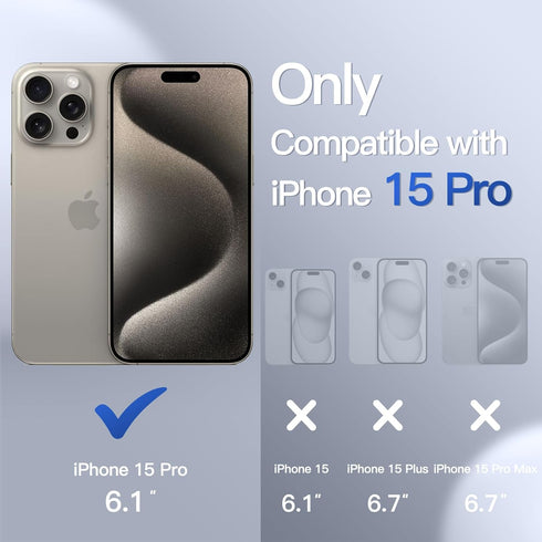 JETech Matte Case for iPhone 15 Pro 6.1-Inch, Shockproof Military Grade Drop Protection, Frosted Translucent Back Phone Cover, Anti-Fingerprint (N...