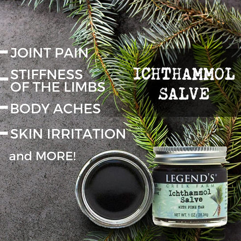 Legend's Creek Farm Herbal Salve - Healing Ointment with 20% Ichthammol Drawing Salve - Natural Balm for Stings, & Splinters - 1Oz Organic Healing...