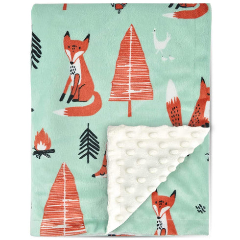 BORITAR Fox Baby Blanket Soft Minky with Double Layer Dotted Backing Ultra Soft and Cute Kids Blanket for Toddler Bed, 30 x 40 Inch Green...