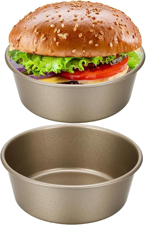 Mini Pie Pan Tart Tins Cupcake Pan 4 Inch Air Fryer Hamburger Bun Mold Mini Cake Pans for Baking-2SETS...