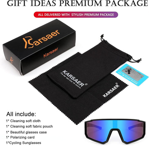 Karsaer Visison Polarized Cycling Riding Glasses Sports Sunglasses Men Women for Moutain Baseball MTB Bicycle...