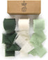 Vitalizart 3 Rolls Handmade Fringe Chiffon Silk Ribbon 1 1/2 Inch x 7Yd Cream & Green Ribbons Set for Wedding Invitations Bridal Bouquets Gifts Wr...