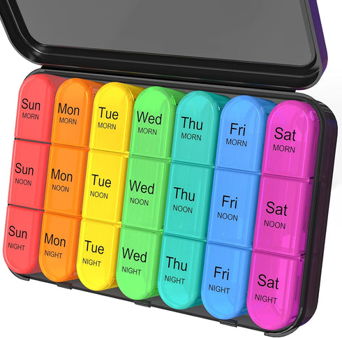 Daviky Pill Organizer 3 Times a Day, Daily Pill Box 7 Day, Weekly Cases Medicine Organizers to Hold Vitamins and Medication...