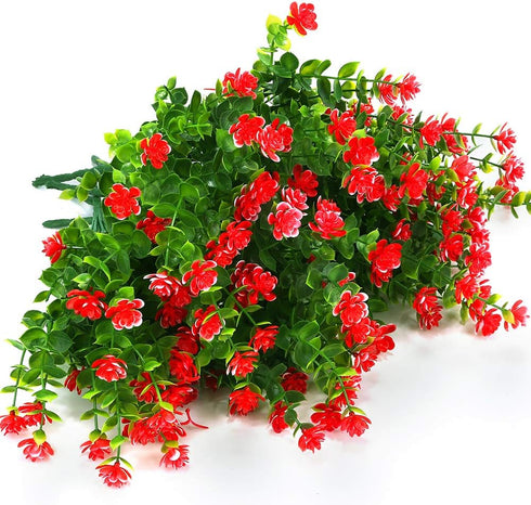 6 Bundles Outdoor Artificial Flowers UV Resistant Fake Boxwood Plants, Faux Plastic Greenery for Indoor Outside Hanging Plants Garden Porch Window...