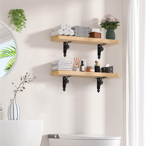 Decorative Shelf Brackets,6 inches Wall Mounted Floating Shelf Bracket for 2 Pack Heavy Duty Rustic Iron Metal Corner Brace Shelf Supporter Black...