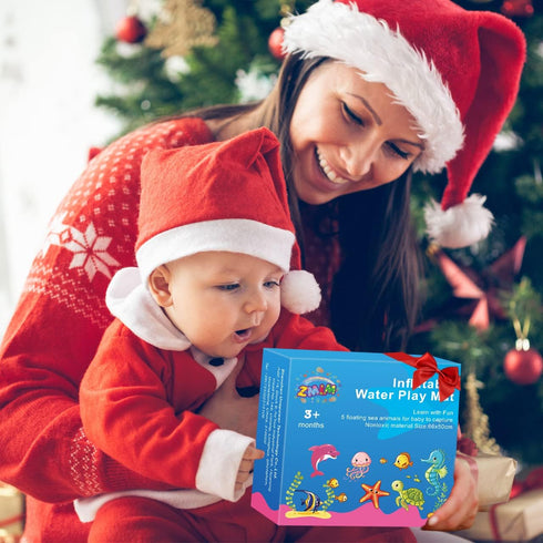 ZMLM Baby Tummy-Time Water Mat: Infant Baby Toy Gift Activity Play Mat Inflatable Sensory Playmat Babies Belly Time Pat Indoor Small Pad for 3 6 9...