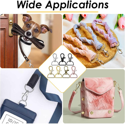 Swivel Clasp Hooks, Anezus 80Pcs Key Chain Clip Hooks, D Ring Clip Lanyard Hardware for Keychain Making, Lanyard Making, Purse Hardware, DIY Craft...