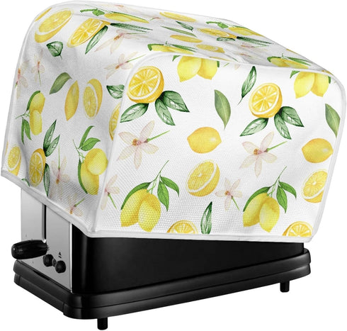 Lemon Flower Toaster Dust Cover Bread Maker Machine Cover, Dustproof Bakeware Protector with Top Hook, 2 Slice Toaster Appliance Cloth Cover, Yell...