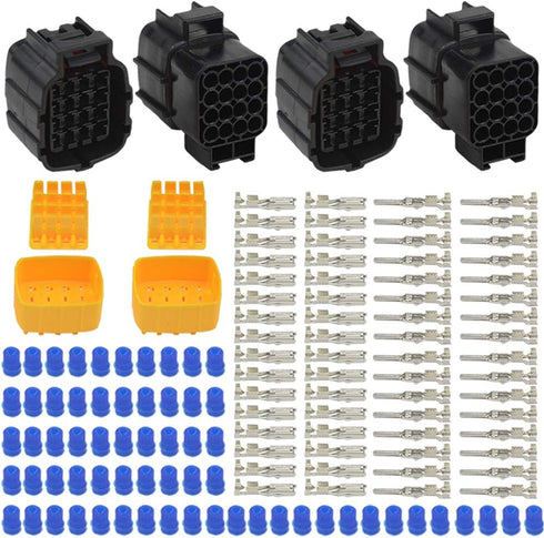 WMYCONGCONG 2 Kits 16 Pin Way Waterproof Electrical Connector Plug for Car Automotive (16 Pin)...