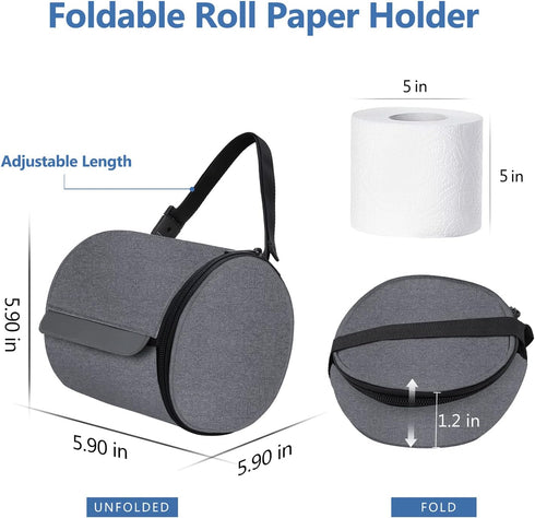 Hanging Toilet Paper Holder Cat Proof Roll Tissue Storage Waterproof and Portable Paper Container with Adjustable Strap Reusable Roll Tissue Organ...