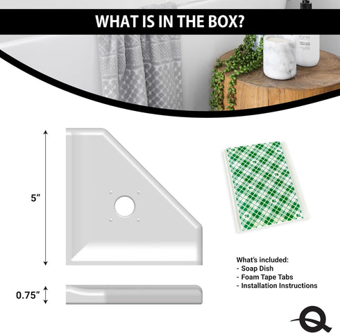 Questech 5" Soap Dish, Corner Shelf for Inside Shower, Retrofit Shower Organizer for Tiled Walls, Corner Soap Holder Bathroom Accessories, Geo Fla...