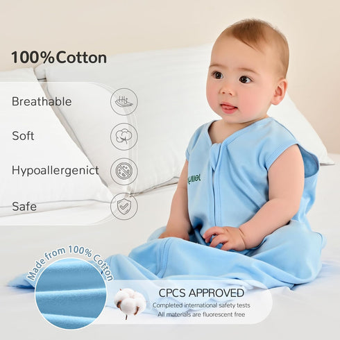 JELLYMONI Baby Sleep Sack 6-12 Months 100% Cotton Wearable Blanket, 0.5 TOG Soft Lightweight Toddler Sleeping Sack 2 Pack 2-Way Zipper Newborn Sle...