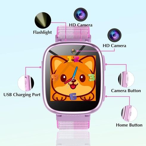 Kids Games Smart Watch for Boys & Girls - 15 Games, 8 Audio Stories Camera, Music Player, Video, Pedometer Alarm, Flashlight Educational Birthday ...