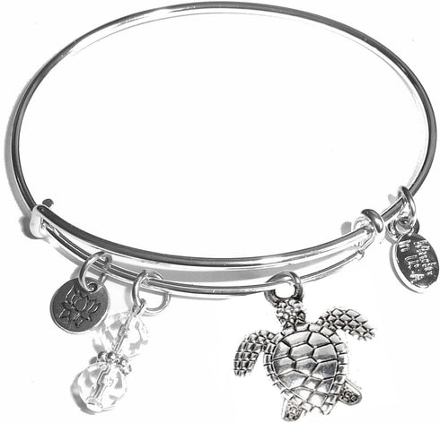 Hidden Hollow Beads Women's Made In USA Stainless Steel Message Charm Expandable Wire Bangle Bracelet, Popular, Stylish and Trendy, Arrives in a G...