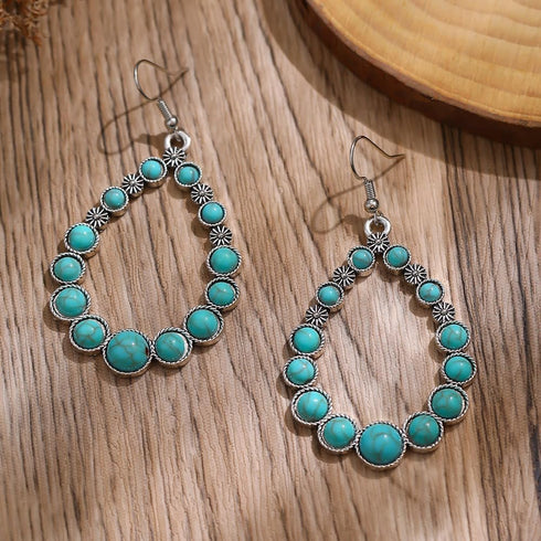 Turquoise Bohemian Dangle Earrings for Women, Turquoise Dainty Teardrop Drop Earrings Boho Hoop Healing Stone Earrings Jewelry Gifts...
