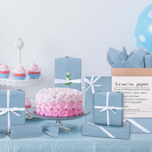 Whaline 100 Sheets Dusty Blue Tissue Paper Pastel Blue Gift Wrapping Paper Bulk Solid Color DIY Art Craft Tissue Paper for Packaging Wedding Birth...