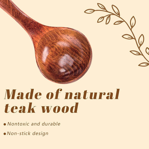 HANSGO 3PCS Wooden Ladle Spoon Set, Non-Stick Wooden Spoons Soup Cooking Spoons Natural Teak Wood Kitchen Utensils for Cooking Stirring Serving...