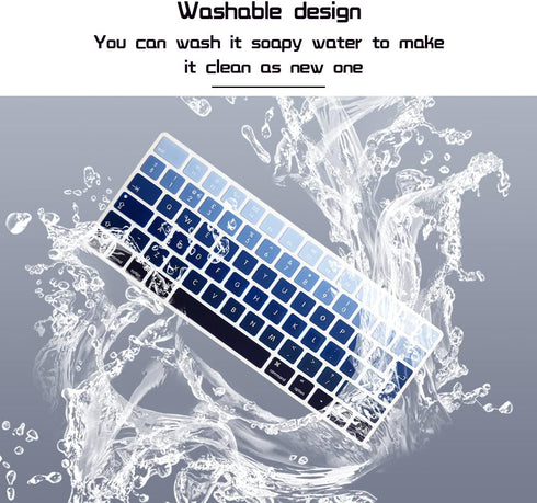 Silicone Keyboard Cover Skin Protector for Magic Wireless Bluetooth Keyboard MLA22LL/A (A1644,2015 Released) European ISO Layout,Ombre Blue...